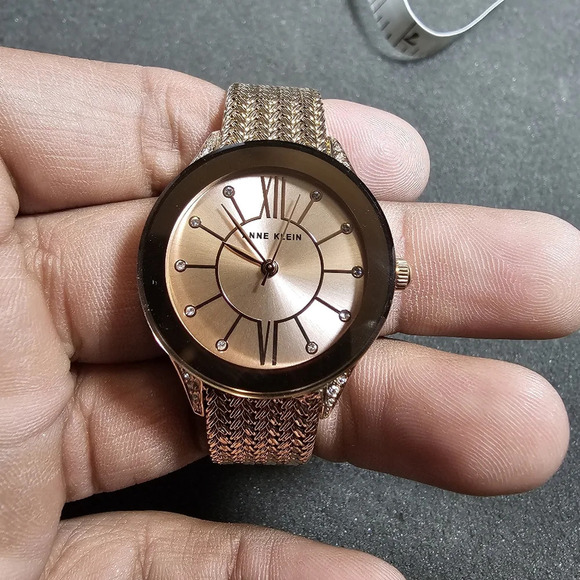 Anne Klein Women's AK-2208CHGB Crystal Accented Mesh Bracelet Watch Working show - Picture 1 of 9